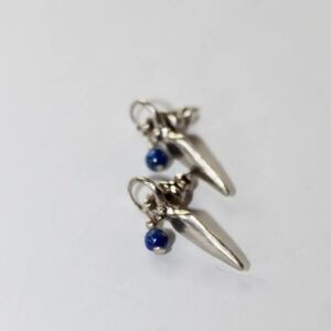 New 1 Inch Silver Plated Goddess w/Sodalite Bead Post Earrings